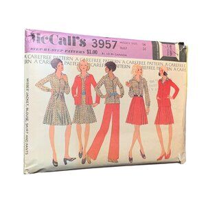 McCalls 3957 Misses Jacket Blouse Skirt Pant Pattern Size 14 uncut
